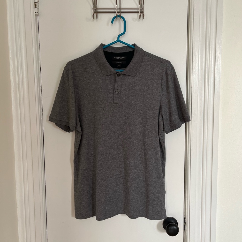 Banana Republic Grey LUXURY-TOUCH POLO size medium